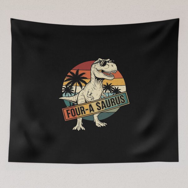 Item preview, Four a Saurus Birthday T Rex 4 Year Old Dino 4th Dinosaur designed and sold by PopStars1993.