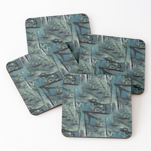 Item preview, Painterly Dark Landscape Abstract in Blue and Black designed and sold by Artistestella.