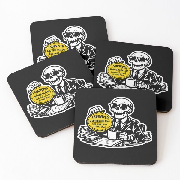 Item preview, I Survived a Meeting — Funny Office Skull Art designed and sold by ArtoryWorks.