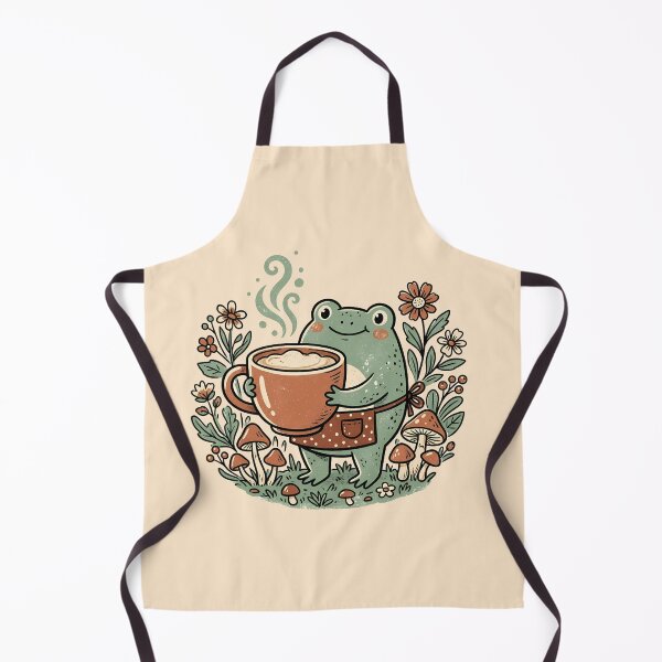 Item preview, Frog Barista Risograph Art Mushroom Coffee Cottagecore Gift designed and sold by VectorJoy.