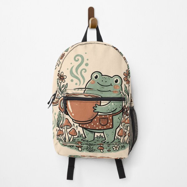 Item preview, Frog Barista Risograph Art Mushroom Coffee Cottagecore Gift designed and sold by VectorJoy.