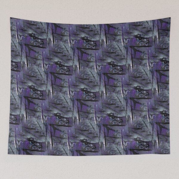 Item preview, Painterly Dark Landscape Abstract in Purple and Black designed and sold by Artistestella.