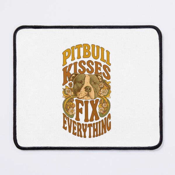 Item preview, Pitbull Kisses Fix Everything - Retro 70s Vintage Floral Print designed and sold by My Pitbull Place.