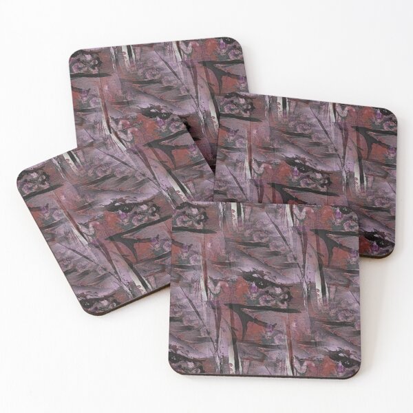 Item preview, Painterly Dark Landscape Abstract in Maroon and Black designed and sold by Artistestella.