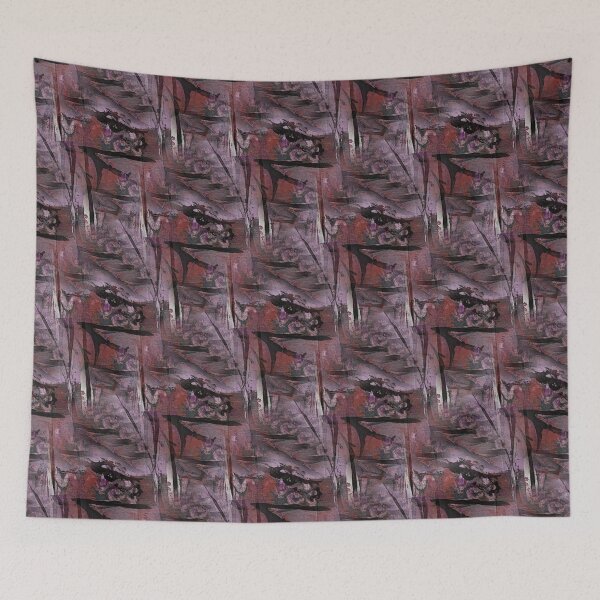 Item preview, Painterly Dark Landscape Abstract in Maroon and Black designed and sold by Artistestella.