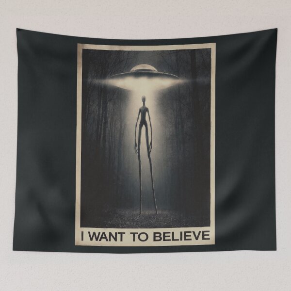 Item preview, Spooky Tall Alien UFO Encounter I Want To Believe designed and sold by Cosmic Cactus.