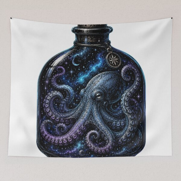 Item preview, Cosmic Octopus in a Bottle Dark Fantasy Design designed and sold by Sleepy Ghoul.