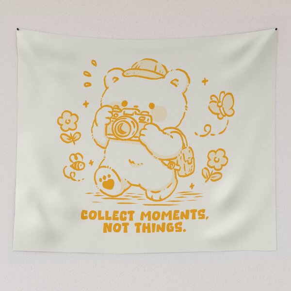 Item preview, Collect Moments Not Things Bear Camera Cozy Doodle designed and sold by ToonToos.
