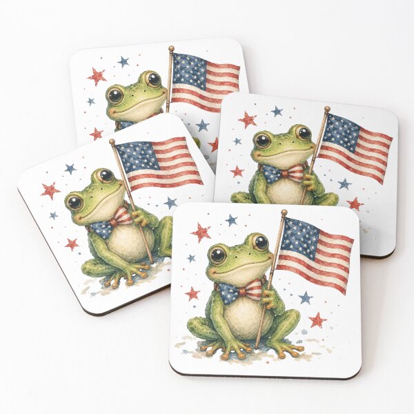 Item preview, Patriotic Frog with American Flag Watercolor Cute USA Frog Art designed and sold by Brainy Bites19.