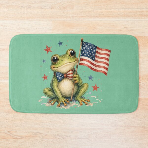 Item preview, Patriotic Frog with American Flag Watercolor Cute USA Frog Art designed and sold by Brainy Bites19.