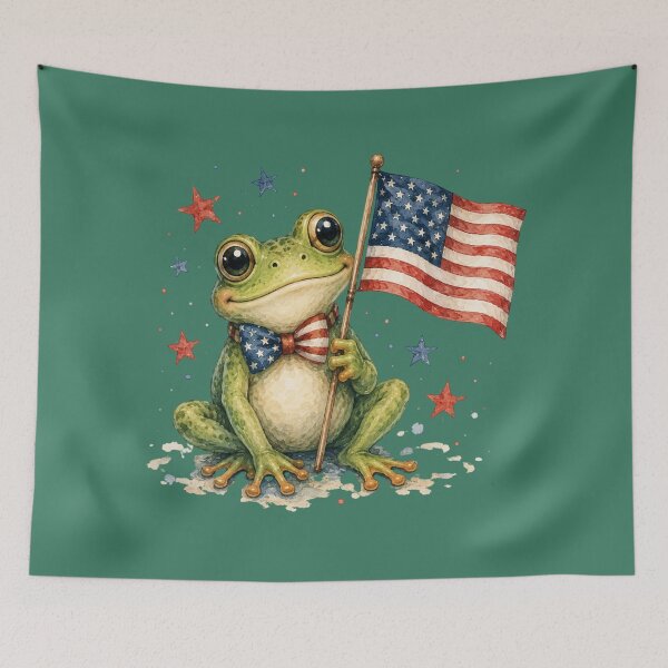 Item preview, Patriotic Frog with American Flag Watercolor Cute USA Frog Art designed and sold by Brainy Bites19.