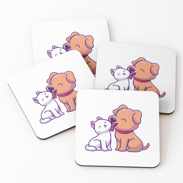 Item preview, Cute Dog Licking White Cat Best Friends Illustration designed and sold by jrodriguep.