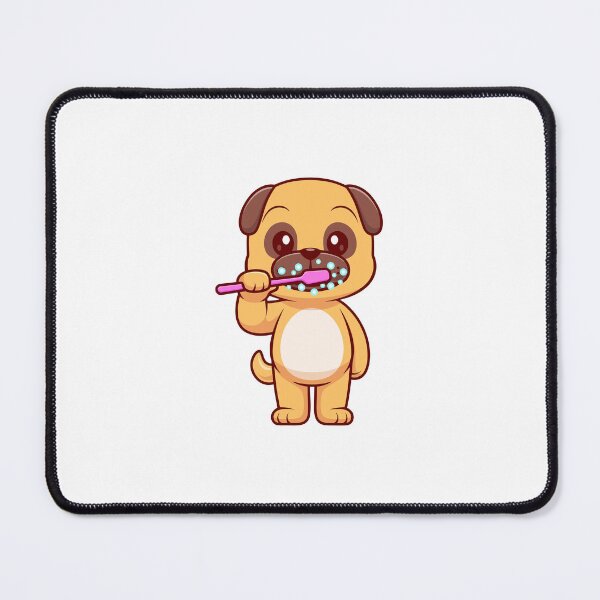 Item preview, Cute Pug Dog Brushing Teeth Cartoon designed and sold by jrodriguep.