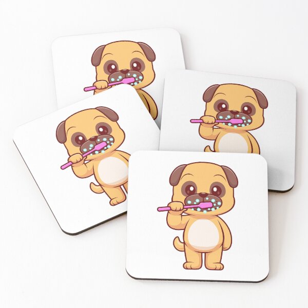 Item preview, Cute Pug Dog Brushing Teeth Cartoon designed and sold by jrodriguep.