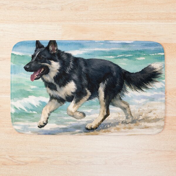 Item preview, Happy Dog Running Through the Waves designed and sold by TinCatOutPost.