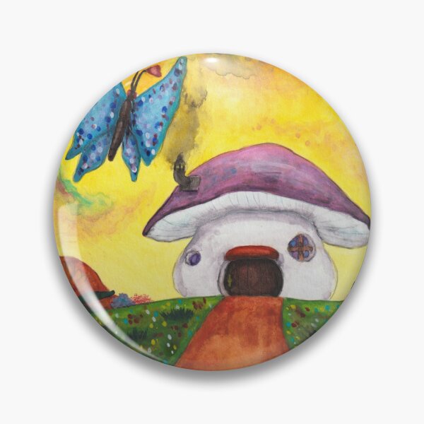 Item preview, Watercolor Painting Fairy Butterfly Mushroom House Meadow Fantasy designed and sold by Jonah Augustin Gray.