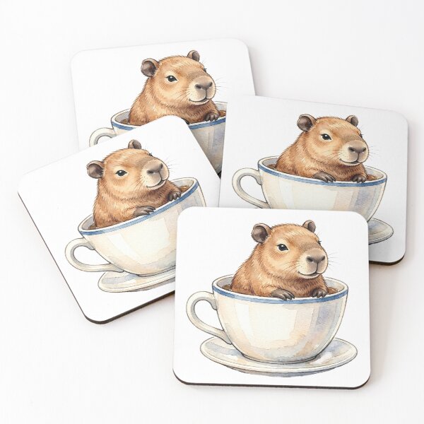 Item preview, Chill Cute Capybara Drinking Coffee Watercolor designed and sold by danzys.