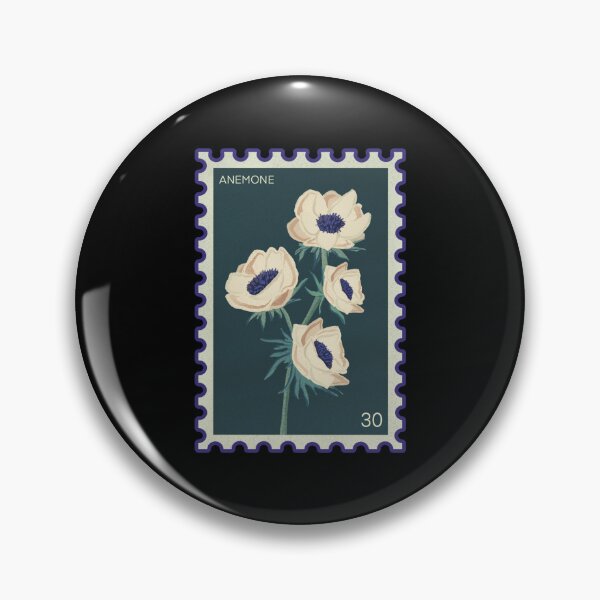 Artikelvorschau, Vintage-Briefmarke mit Anemonenmotiv | Botanisches Cottagecore-Blumendesign entworfen und verkauft von Peksli.
