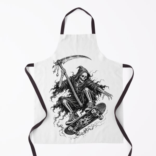 Item preview, Grim Reaper Skateboarding Black and White Gothic Design designed and sold by Sleepy Ghoul.