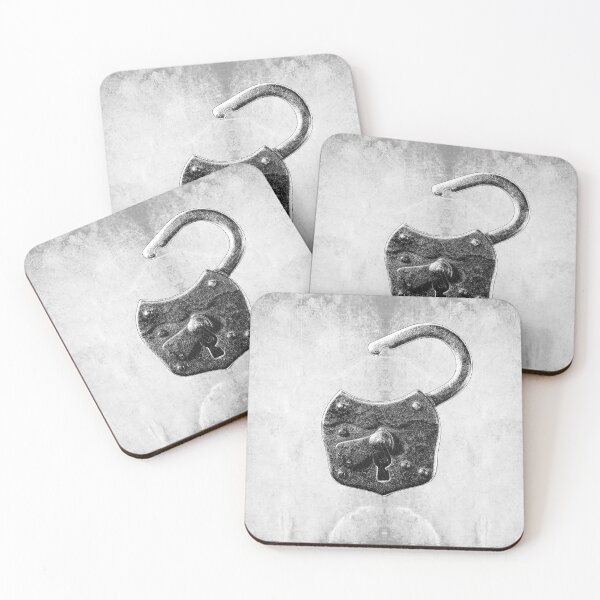 Item preview, Antique Iron Padlock Open Shackle Dark Security designed and sold by Ghoul Enterprises.