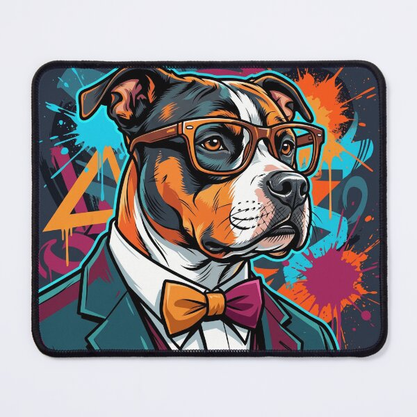 Item preview, Cool Hipster Pitbull Dog in Suit - Colorful Pop Art Graffiti designed and sold by laoussine.