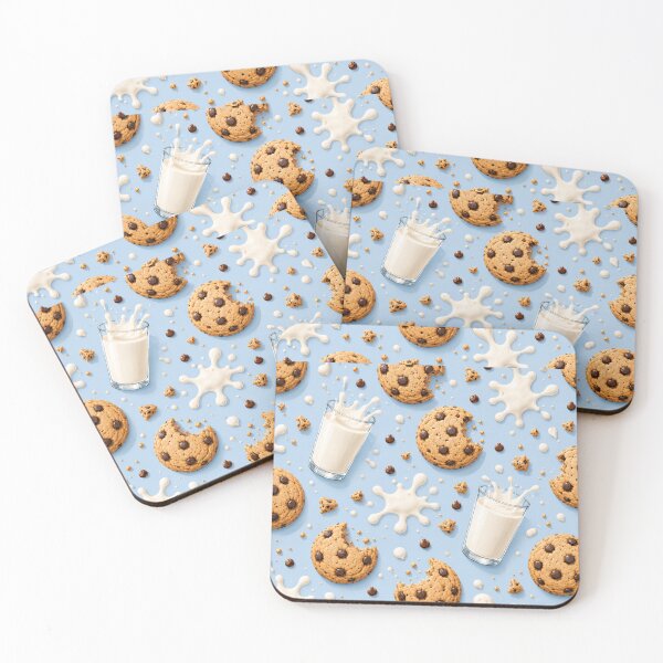 Item preview, Cookies & Milk Pattern Pastel Blue Sweet Treat Print designed and sold by ezsketch25.