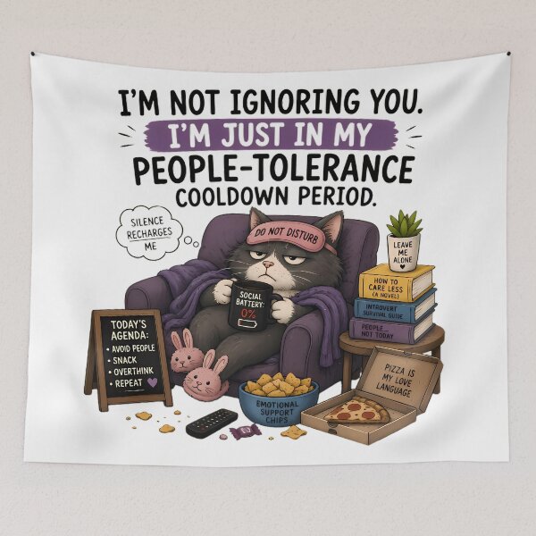 Item preview, Funny Introvert Cat Shirt | People-Tolerance Cooldown Period Design designed and sold by 1234saad.