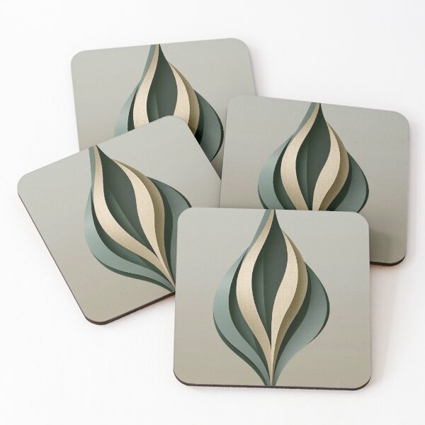 Item preview, Minimalist Flame Leaf | Sage Green & Linen Abstract Art designed and sold by SlowRegardArt.