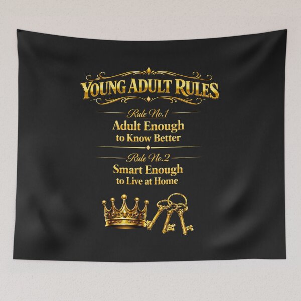 Item preview, Young Adult Rules  - Funny Millennial Smart Quote Gift  designed and sold by MyWellbeing26.