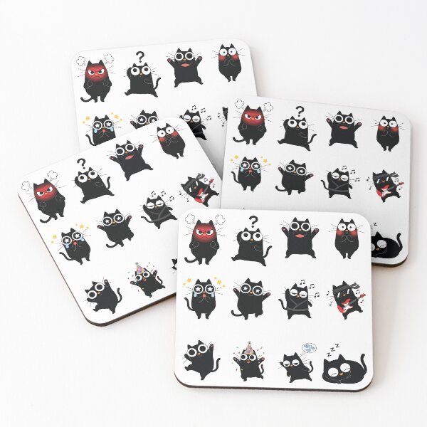 Item preview, Funny Cute Black Cat Expressions Sticker Pack designed and sold by RamyGallery.