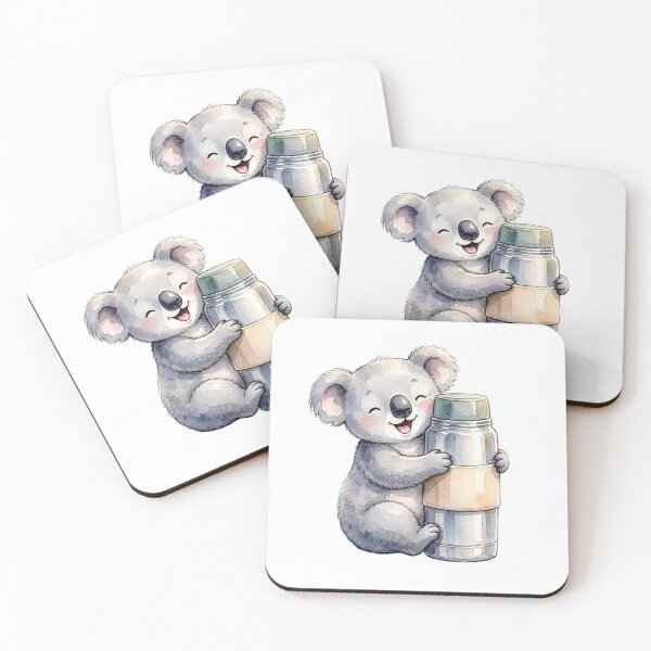 Item preview, Cute Sleepy Koala Bear with Coffee Thermos Watercolor designed and sold by danzys.