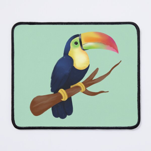 Item preview, Iridescent toucan perched on a branch in a tropical style designed and sold by tornasolhaze.