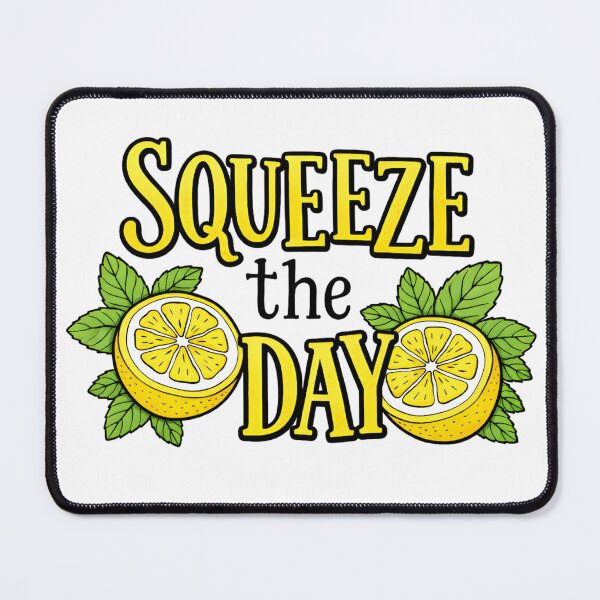 Item preview, Squeeze The Day Lemon | Funny Fruit Pun Typography | Bright Summer Gift | Fresh Lemon Slices | Cute Cottagecore Kitchen Decor | Birthday Gift for Her | Yellow Citrus Mint Leaves Art designed and sold by Noe Mill.