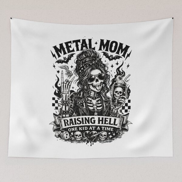 Item preview, Raising Hell One Kid At A Time Skeleton Mom Gothic Funny Motherhood Shirt designed and sold by Teetreasure2.