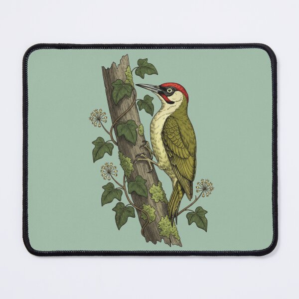 Item preview, Botanical Eurasian Green Woodpecker Wildlife Art designed and sold by BirdsnStuff.