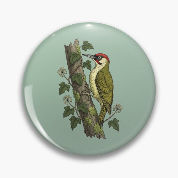 Item preview, Botanical Eurasian Green Woodpecker Wildlife Art designed and sold by BirdsnStuff.