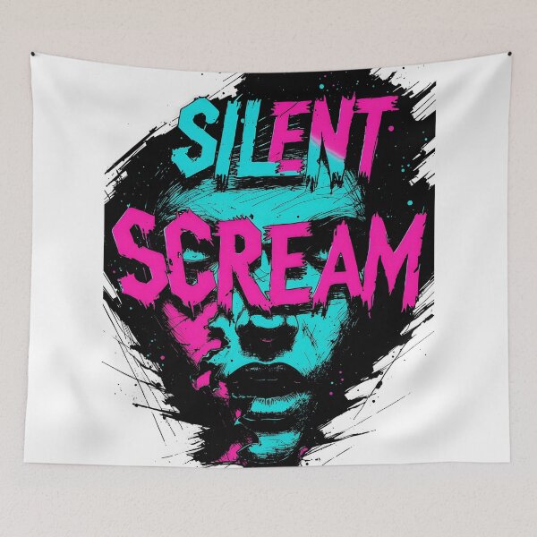 Item preview, Silent Scream Neon Glitch - Cosmic Face designed and sold by Dhenin Studio.