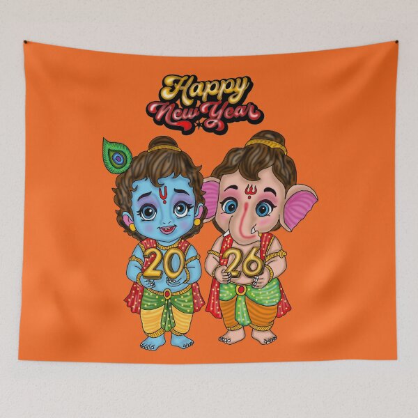 Item preview, Lord Krishna & Ganesha Digital Drawing | Divine Hindu Gods Artwork designed and sold by Harshit_Digital_Arts.