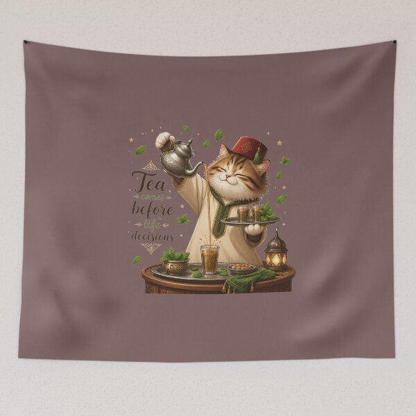 Item preview, Chill Cat With Moroccan Tea Set Art designed and sold by alvinavery.