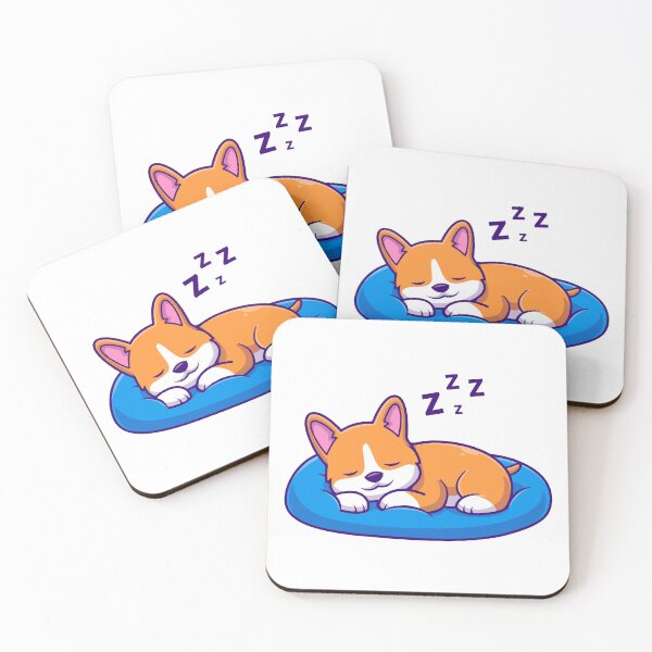 Item preview, Cute Sleeping Corgi Dog on Blue Bed Illustration designed and sold by mhkhlb.