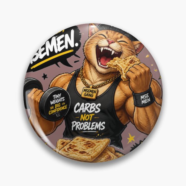 Item preview, Fuelled By Msemen Funny Bodybuilder Cat Illustration designed and sold by alvinavery.