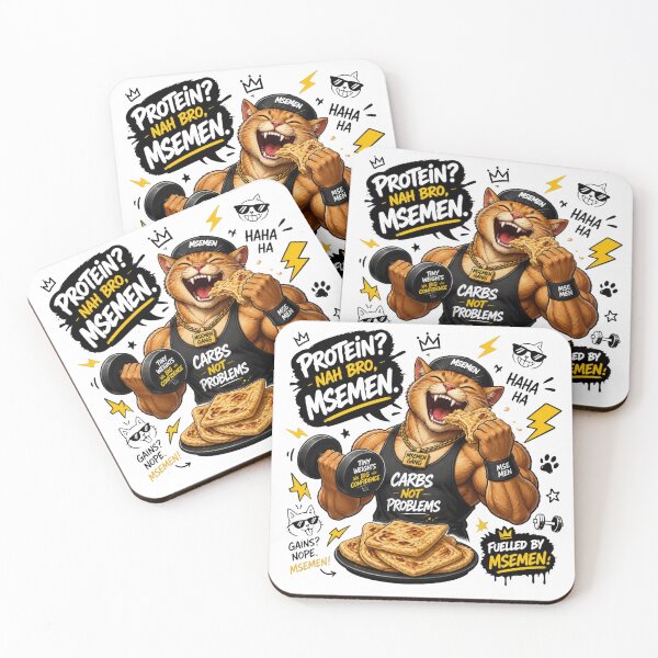 Item preview, Fuelled By Msemen Funny Bodybuilder Cat Illustration designed and sold by alvinavery.