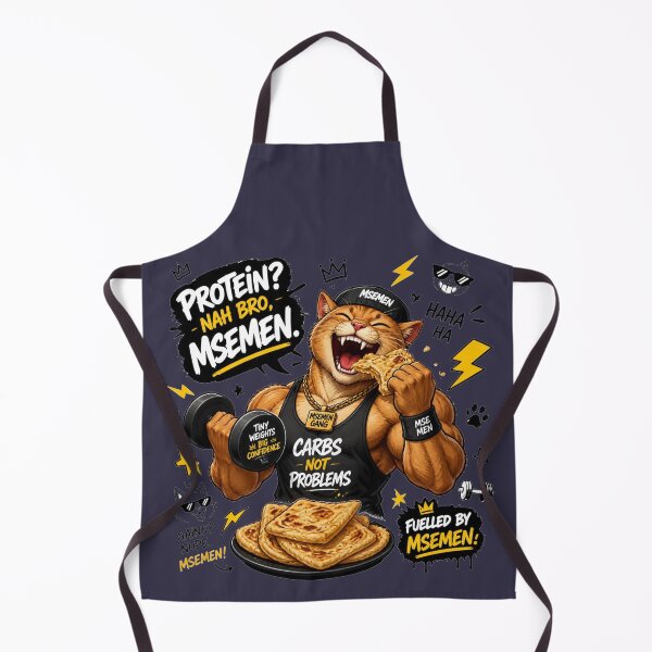 Item preview, Fuelled By Msemen Funny Bodybuilder Cat Illustration designed and sold by alvinavery.