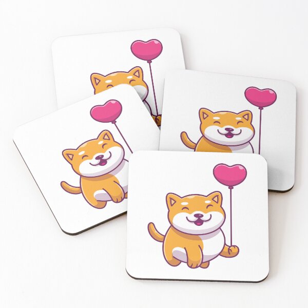 Item preview, Cute Happy Shiba Inu Dog with Heart Balloon designed and sold by mhkhlb.