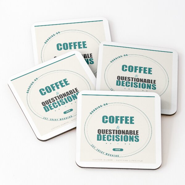 Item preview, Running On Coffee And Questionable Decisions Funny Sarcasm Badge designed and sold by Mega-Shopping.