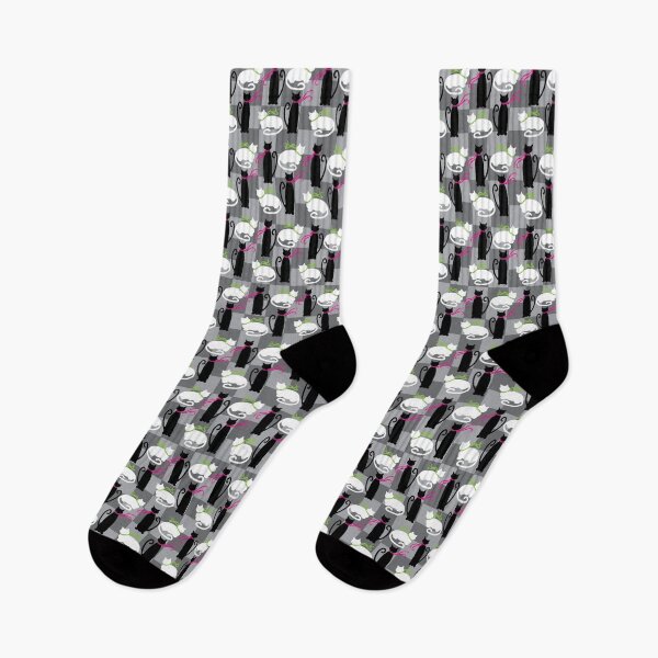 Item preview, Black & White Cozy Cats on Gray Checkers designed and sold by Digitalmyth's Designs.
