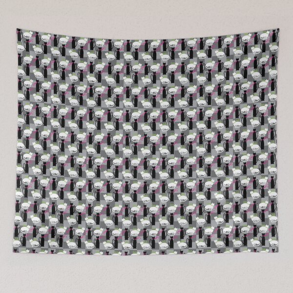 Item preview, Black & White Cozy Cats on Gray Checkers designed and sold by Digitalmyth's Designs.