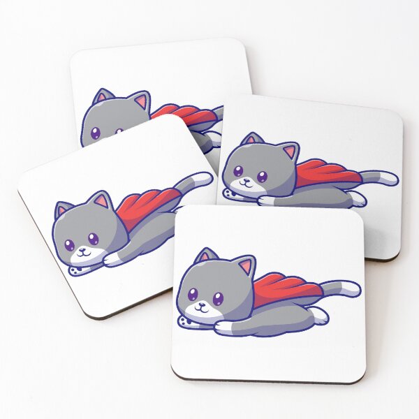 Item preview, Cute Superhero Gray Cat Flying with Red Cape designed and sold by mhkhlb.