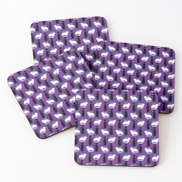 Item preview, Black & White Cozy Cats on Purple designed and sold by Digitalmyth's Designs.