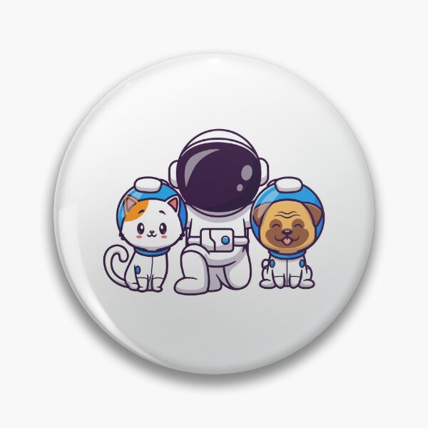Item preview, Cute Astronaut with Cat and Pug Dog Space Explorer Cartoon designed and sold by mhkhlb.